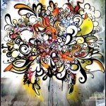 "Duck Pond" (one shot enamel and spray paint on glass, 2012)